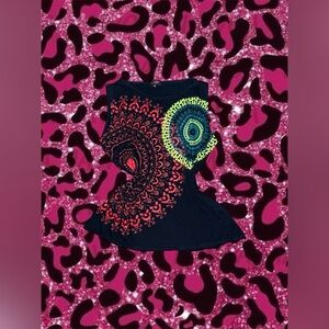 Black and multi-coloured mandala tank top